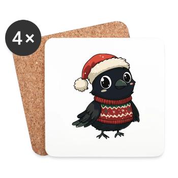 Noël de Corbeau - Dessous de verre (lot de 4) - blanc - Devant