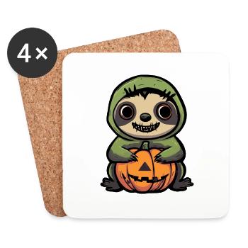Faultier Halloween Comic Lustig - Untersetzer (4er-Set) - Weiß - Vorne
