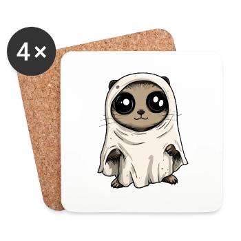 Suricate Halloween Drôle Fantôme - Dessous de verre (lot de 4) - blanc - Devant