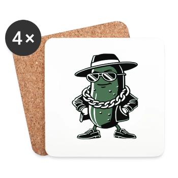 Gangster Gurke - Untersetzer (4er-Set) - Weiß - Vorne