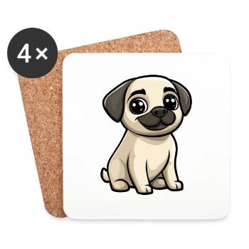 Kangal chien bande dessinée mignon - Dessous de verre (lot de 4) - blanc - Devant