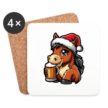 Bière de Noël de cheval - Dessous de verre (lot de 4) - blanc - Devant