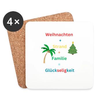 Weihnachten Strand Familie, Lustiges Weihnachten - Untersetzer (4er-Set) - Weiß - Vorne