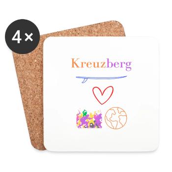 Kreuzberg 36, Kiez - Boof - Hood, Berlin Kreuzberg - Untersetzer (4er-Set) - Weiß - Vorne