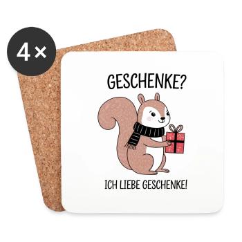 Niedliches Eichhörnchen liebt Geschenke Kinder Fun - Untersetzer (4er-Set) - Weiß - Vorne