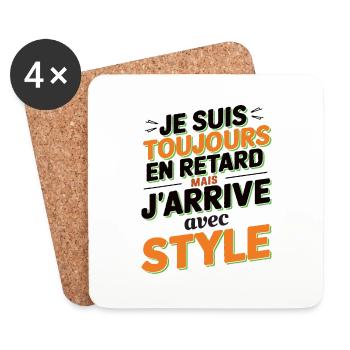 Idée cadeau drôle design retard - Dessous de verre (lot de 4) - blanc - Devant