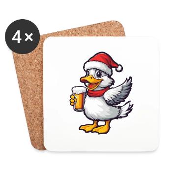 Bière de Noël au canard - Dessous de verre (lot de 4) - blanc - Devant