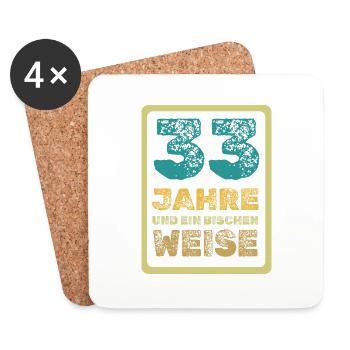 Age 33 - Coasters (set of 4) - white - Front