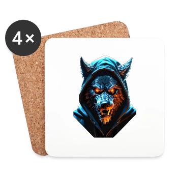 Hooded Werwolf - Untersetzer (4er-Set) - Weiß - Vorne