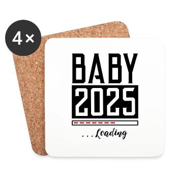 Bébé 2025 Chargement Dicton - Dessous de verre (lot de 4) - blanc - Devant
