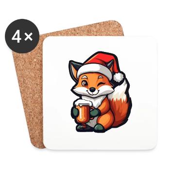 Fuchs Bier Xmas Weihnachten - Untersetzer (4er-Set) - Weiß - Vorne