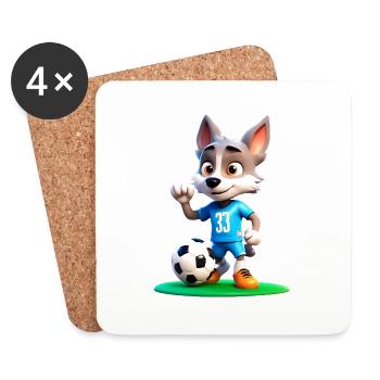 wolf soccer 2 - Dessous de verre (lot de 4) - blanc - Devant