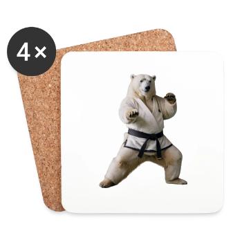 Sport polar bear - Coasters (set of 4) - white - Front