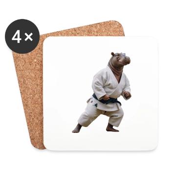 Hippopotamus - Coasters (set of 4) - white - Front