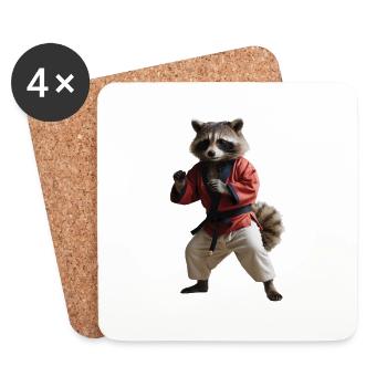 Sports raccoon - Coasters (set of 4) - white - Front