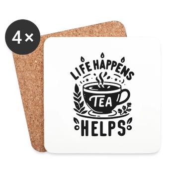 Life Happens Tea Helps - Coasters (set of 4) - white - Front