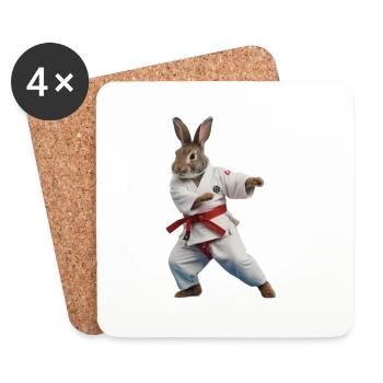 Sporty Rabbit - Coasters (set of 4) - white - Front