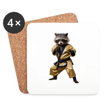 Sports raccoon - Coasters (set of 4) - white - Front