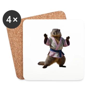 Sporty marmot - Coasters (set of 4) - white - Front