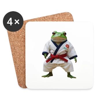 Grenouille sportive - Dessous de verre (lot de 4) - blanc - Devant