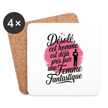 Désolé cet homme est déjà pris par une femme - Dessous de verre (lot de 4) - blanc - Devant