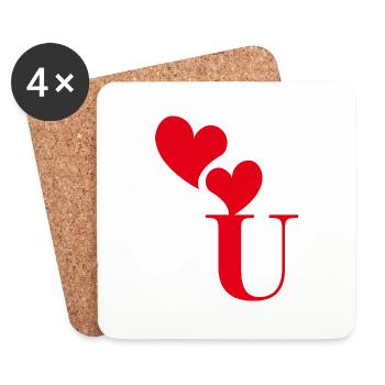 Letter u red heart - Coasters (set of 4) - white - Front