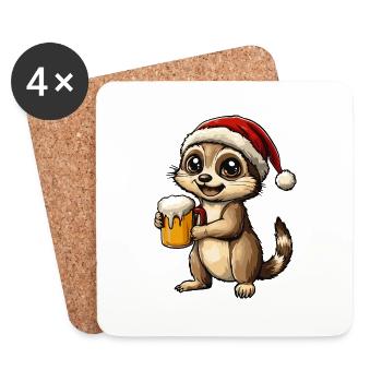 Bière Meerkat Noël - Dessous de verre (lot de 4) - blanc - Devant