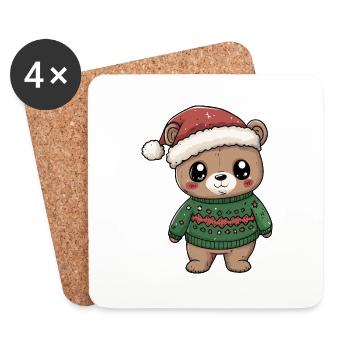 Bear Christmas Comic - Coasters (set of 4) - white - Front
