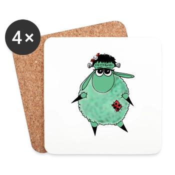 Wolly Sheepling Monstre d’Halloween - Dessous de verre (lot de 4) - blanc - Devant