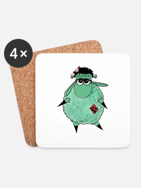 Wolly Sheepling Halloween Monster - Untersetzer (4er-Set) - Weiß