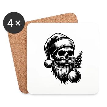 Crâne de Père Noël avec ornement de Noël - Dessous de verre (lot de 4) - blanc - Devant