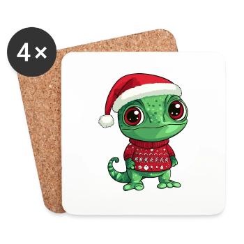 Chameleon Weihnachten Comic - Untersetzer (4er-Set) - Weiß - Vorne