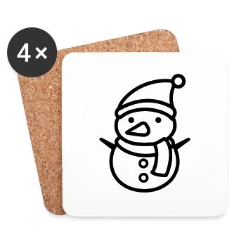 Bonhomme de neige - Dessous de verre (lot de 4) - blanc - Devant