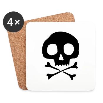 Skull and bones - Coasters (set of 4) - white - Front
