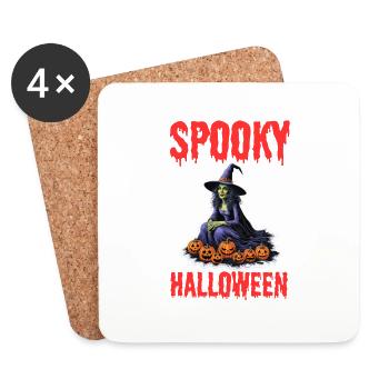 Spooky Halloween Witch – Gruseliges Hexendesign - Untersetzer (4er-Set) - Weiß - Vorne