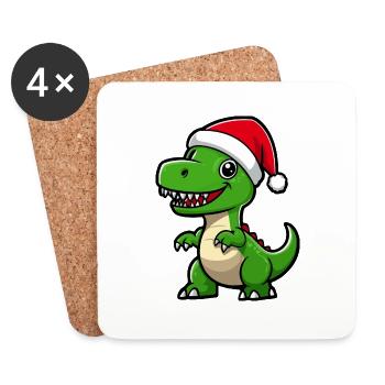 Dinosaurier T-Rex Weihnachten Niedlich - Untersetzer (4er-Set) - Weiß - Vorne
