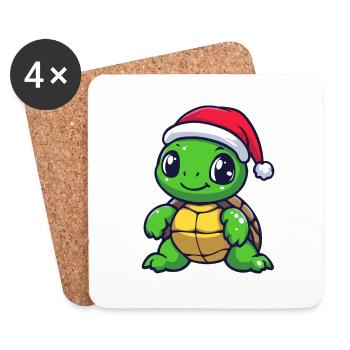 Turtle Christmas Cute - Coasters (set of 4) - white - Front