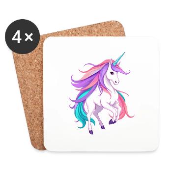 Radiant Violet Licorne Fantasy Illustration - Dessous de verre (lot de 4) - blanc - Devant