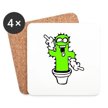 Cactus Cacti Face Prickly Funny Grimace - Coasters (set of 4) - white - Front