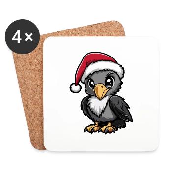 Harpie oiseau Noël mignon - Dessous de verre (lot de 4) - blanc - Devant