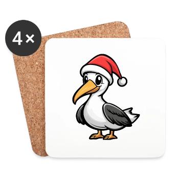 Pelikan Vogel Weihnachten Niedlich - Untersetzer (4er-Set) - Weiß - Vorne