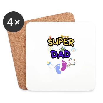 Super Dad - Stolzer Papa mit Baby Icons - Untersetzer (4er-Set) - Weiß - Vorne