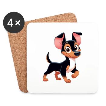 pinscher - Dessous de verre (lot de 4) - blanc - Devant
