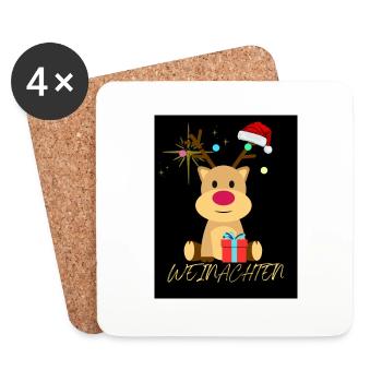 Weihnachten Rentier - Untersetzer (4er-Set) - Weiß - Vorne