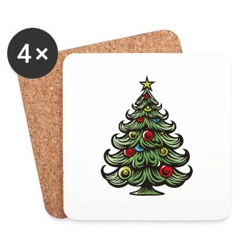 Arbre de Noël - Dessous de verre (lot de 4) - blanc - Devant