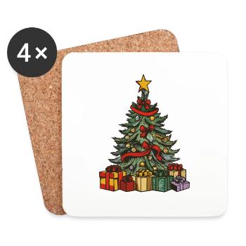 Arbre de Noël - Dessous de verre (lot de 4) - blanc - Devant