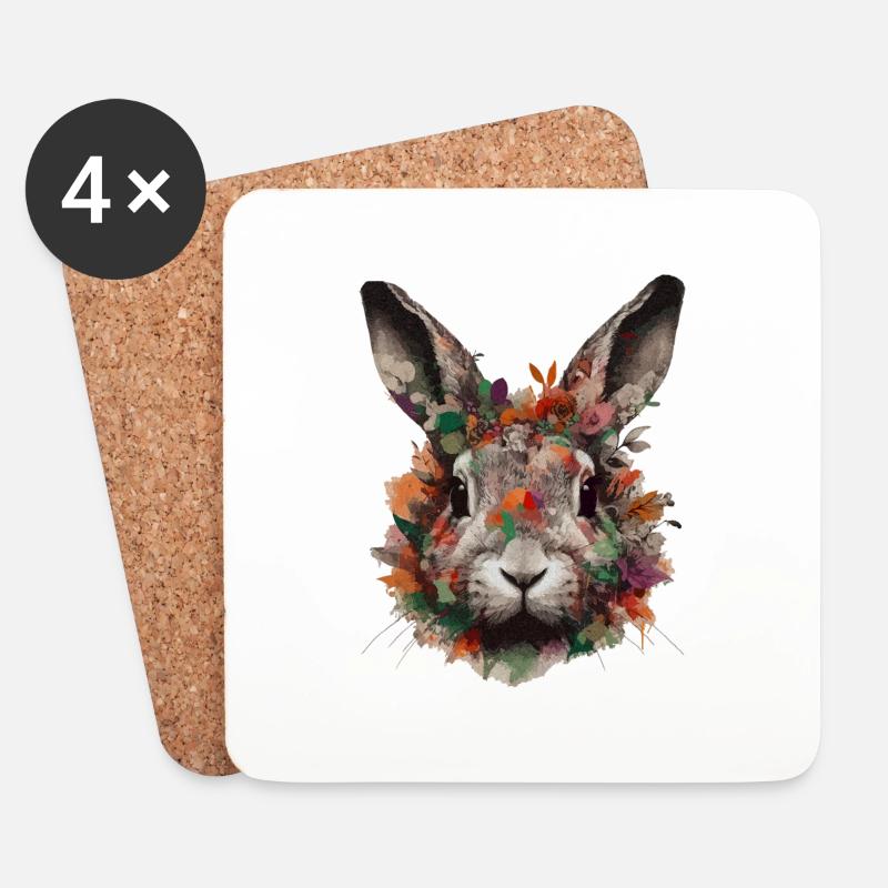 Kaninchen - Untersetzer (4er-Set) - Weiß