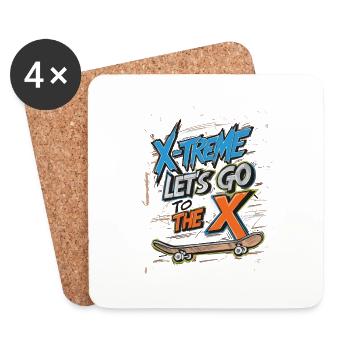 Lets Go to the X Skateboard Rough Scribbles. - Coasters (set of 4) - white - Front