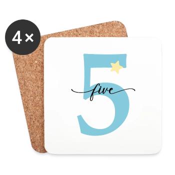 4e anniversaire cinq ans - Dessous de verre (lot de 4) - blanc - Devant