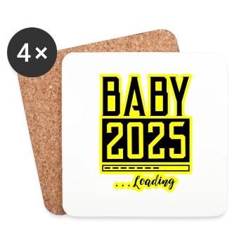 Bébé 2025 Chargement Babyshower - Dessous de verre (lot de 4) - blanc - Devant